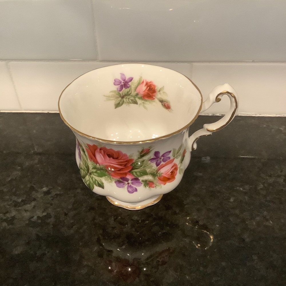 Floral Gold Trimmed Bone China Orphan Tea Cup Vintage